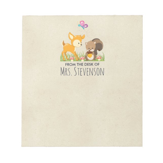 Cute Woodland Creatures Cartoon Illustration Notepad (Front)