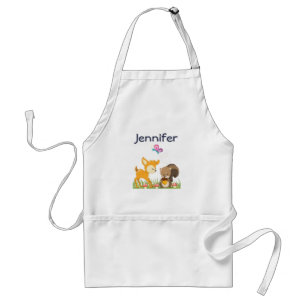 Cute Woodland Creatures Cartoon Illustration Standard Apron