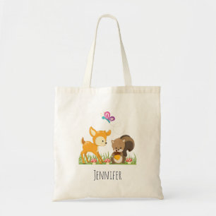 Cute Woodland Creatures Cartoon Illustration Tote Bag