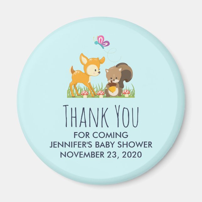 Cute Woodland Creatures Cartoon Thank You Magnet (Front)