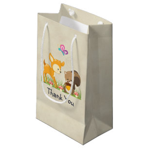 Cute Woodland Creatures Cartoon Thank You Small Gift Bag