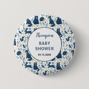 Cute Woodland Creatures Rustic Forest Baby Shower 6 Cm Round Badge