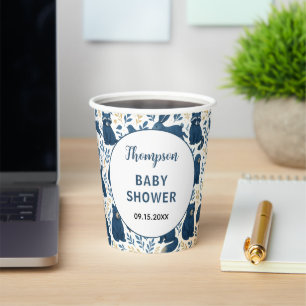 Cute Woodland Creatures Rustic Forest Baby Shower Paper Cups