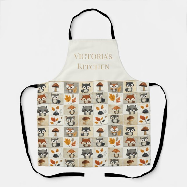 Cute Woodland Critters Pattern: Adorable Animals Apron (Front)