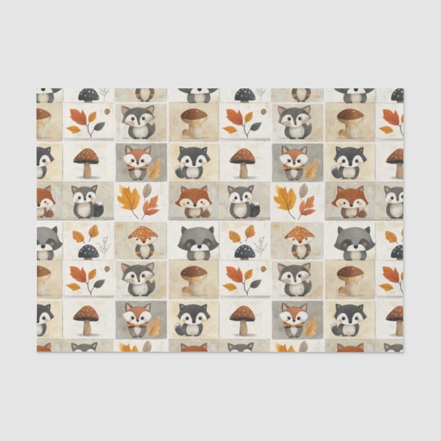 Cute Woodland Critters Pattern: Adorable Animals Tissue Paper (Front)