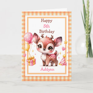 Cute Woodland Deer Any Age Birthday for Girls Card