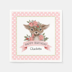 Cute Woodland Deer Birthday Party for Girl Napkin