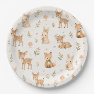 Cute woodland:Deer, Bunny and Fox Nursey design Paper Plate