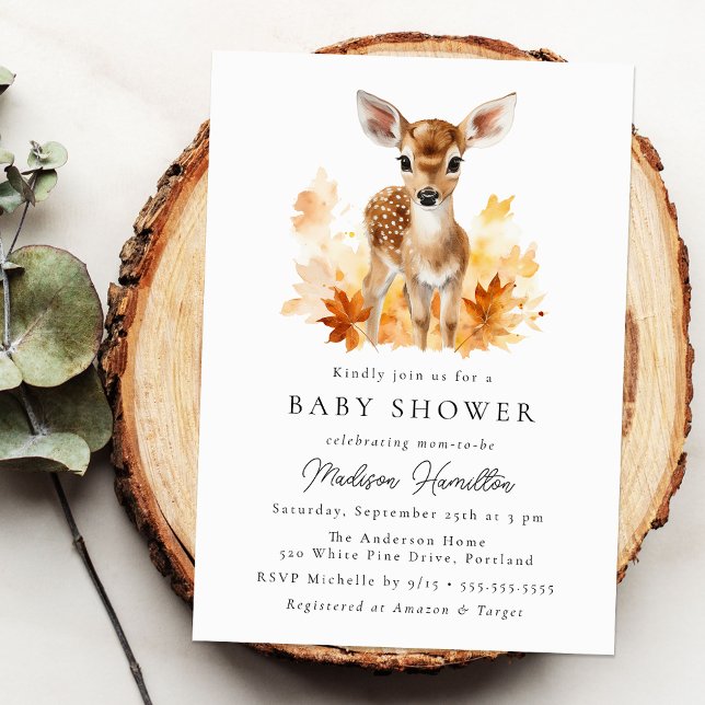 Cute Woodland Deer Fall Baby Shower Invitation (Creator Uploaded)