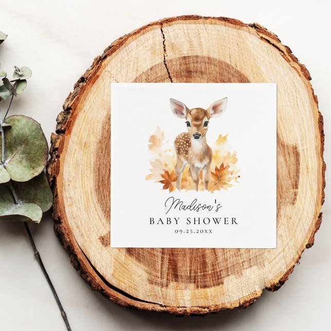Cute Woodland Deer Fall Baby Shower Napkin (Creator Uploaded)
