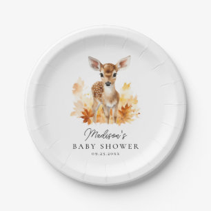 Cute Woodland Deer Fall Baby Shower Paper Plate
