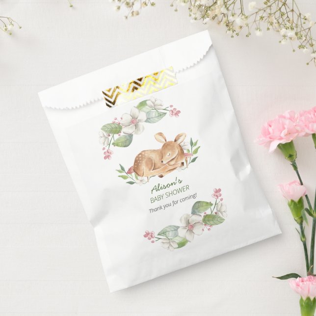 Cute Woodland Deer Floral Greenery Baby Shower Favour Bags (Sealed)