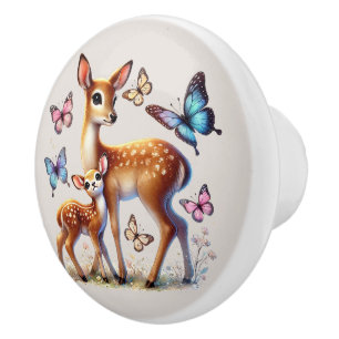 Cute woodland deer lovers Ceramic Knob