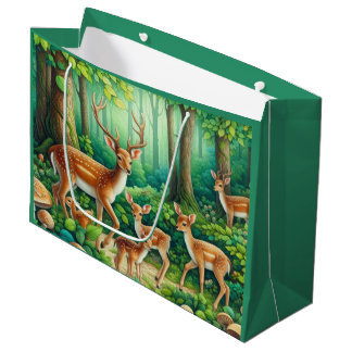 Cute woodland deer lovers party large gift bag