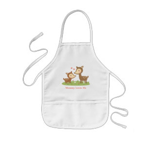 Cute Woodland Deer Mother and Child For Kids Apron