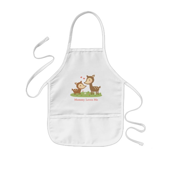 Cute Woodland Deer Mother and Child For Kids Apron (Front)