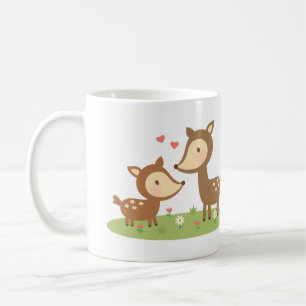 Cute Woodland Deer Mother and Child For Kids Coffee Mug