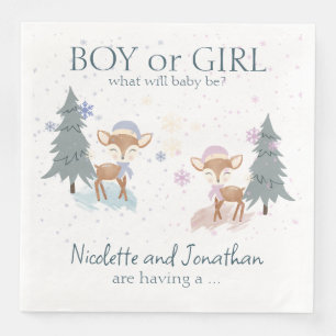 Cute Woodland Deer Winter Baby Gender Reveal Napkin