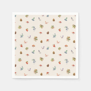 Cute Woodland Forest Adventure Pattern Baby Shower Napkin