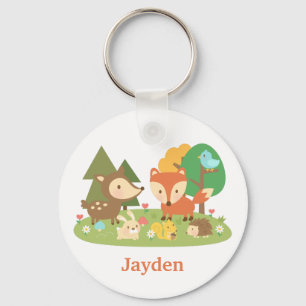 Cute Woodland Forest Animal For Kids Key Ring