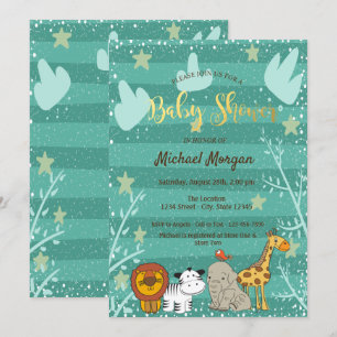 Cute Woodland, Forest Animals Baby Shower Invitation