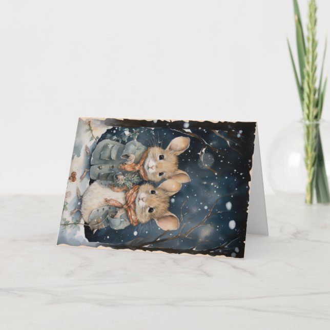 Cute Woodland Forest Animals Christmas Greeting Card (Front)