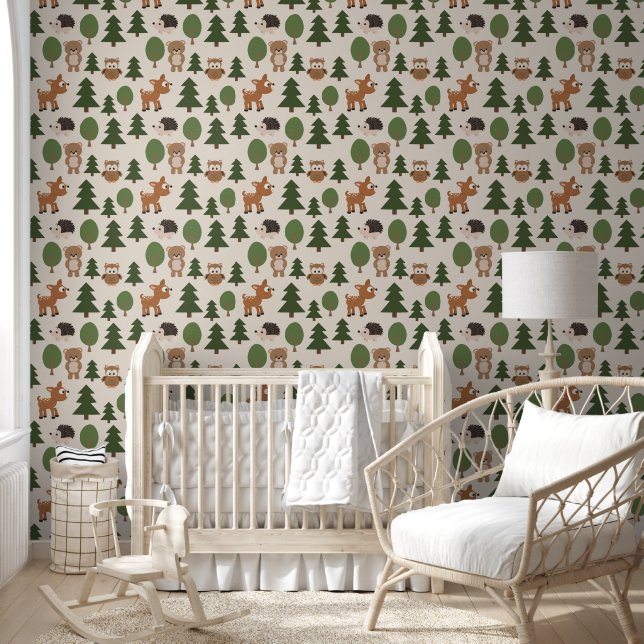 Cute Woodland Forest Animals Kids Nursery Room Wallpaper (Kids)