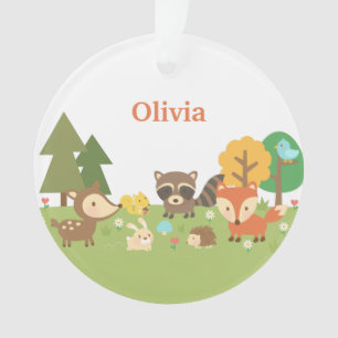 Cute Woodland Forest Animals Kids Personalised Ornament