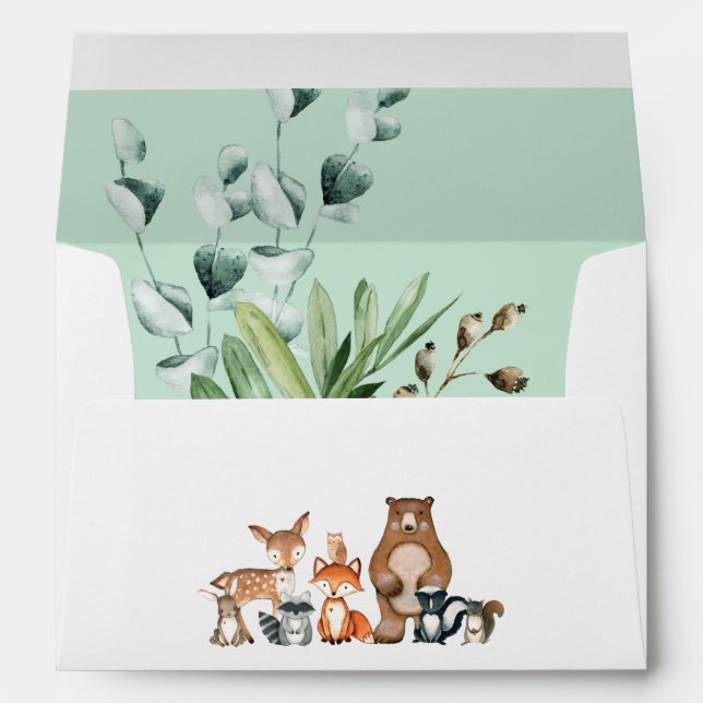 Cute Woodland Forest Animals Return Address Envelope (Back (Bottom))