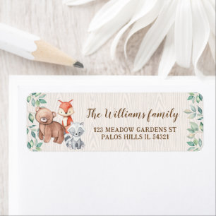Cute woodland forest animals return address labels