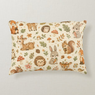 Cute Woodland Forest Animals Watercolor Pattern  Decorative Cushion