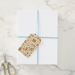 Cute Woodland Forest Animals Watercolor Pattern  Gift Tags