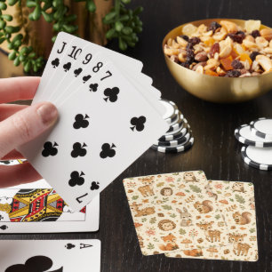 Cute Woodland Forest Animals Watercolor Pattern Playing Cards