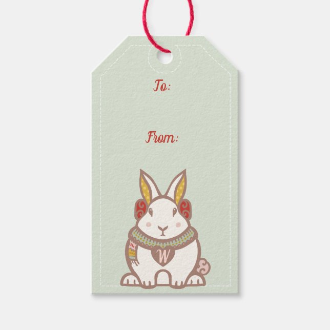 Cute Woodland Forest Bunny Rabbit Christmas Gift Tags (Front)
