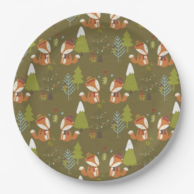 Cute Woodland Forest Paper Plate (Front)