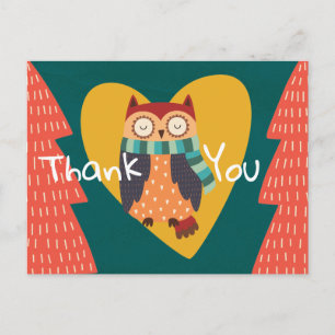 Cute Woodland Forest Winter Animal Owl Postcard