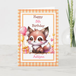 Cute Woodland Fox Any Age Birthday for Girls Card