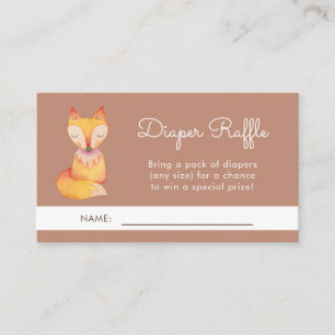 Cute Woodland Fox Baby Shower Diaper Raffle Card