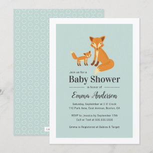 Cute Woodland Fox Baby Shower Invitation - Boy