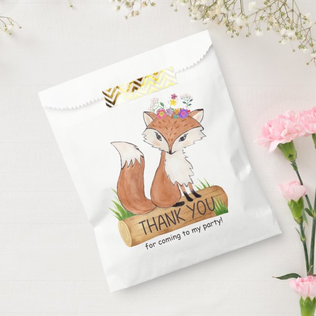 Cute Woodland Fox Birthday Thank You Favour Bag (Sealed)