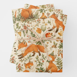 Cute Woodland Fox Birthday Wrapping Paper