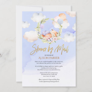 Cute Woodland Fox Blue Sky Baby Shower by Mail Invitation