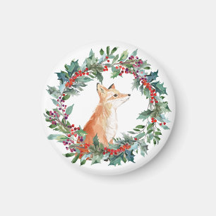 Cute Woodland Fox Christmas Magnet