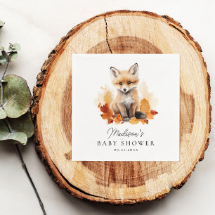 Cute Woodland Fox Fall Baby Shower Napkin