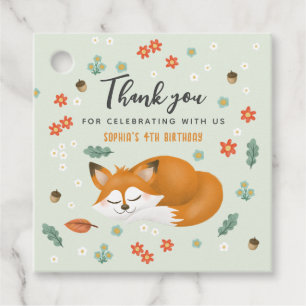 Cute Woodland Fox Kids Birthday Thank You Favour Tags