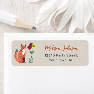Cute Woodland Fox Neutral Baby Shower Label