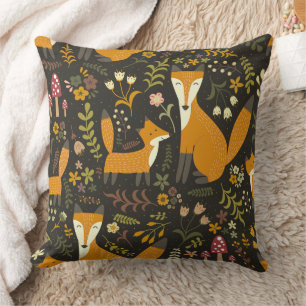 Cute Woodland Fox Pattern Bedroom or Nursery Cushion