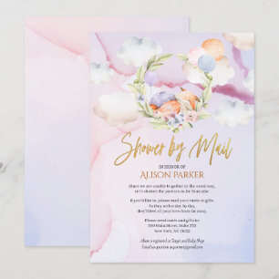 Cute Woodland Fox Pink Sky Baby Shower by Mail Invitation