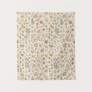 Cute Woodland Fox Sun Rainbow Seamless Pattern Tapestry