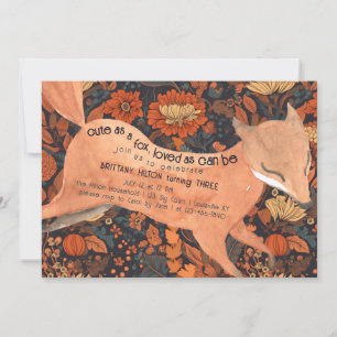 Cute Woodland Fox Watercolor Fall 3rd Birthday Invitation